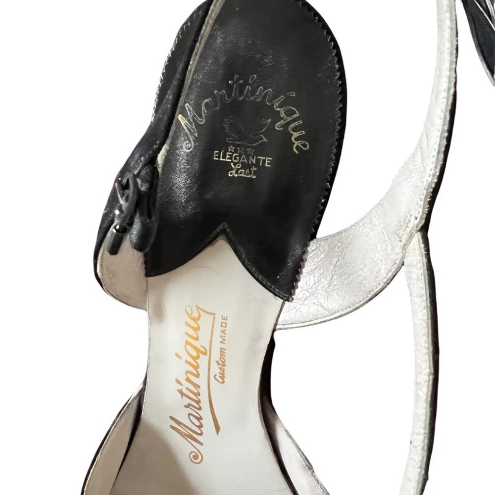 VTG 1940s Martinique Stilettos Heels T-Strap Mary Janes sz 8N Black - Picture 6 of 8
